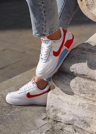 Женские кроссовки woven nike all white air forces with red woven nike check blue book