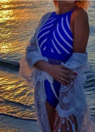 Нежный пляжный кружевной халат ,накидка ,парео5 фото