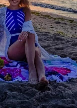 Нежный пляжный кружевной халат ,накидка ,парео6 фото