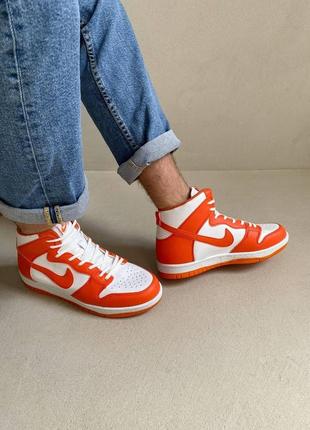 Мужские кроссовки  nike dunk high orange4 фото