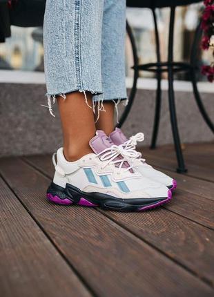 Женские кроссовки  adidas ozweego adiprene white black violet