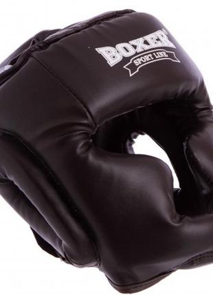 Шолом тренувальний карате boxer еліт l шкірвініл чорний1 фото