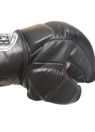 Перчатки для смешанных видов единоборств мма boxer кожа черные м3 фото