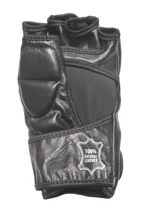 Перчатки для смешанных видов единоборств мма boxer кожа черные м2 фото