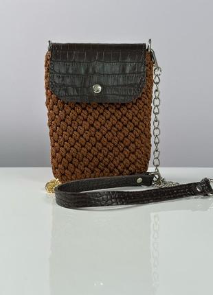 Сумка ручної роботи з поліефірного шнура та шкіряної фурнітури преміум якості