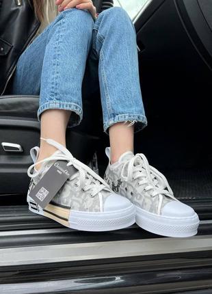 Женские кроссовки  dior b23 low logo grey premium5 фото