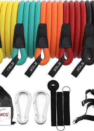 Набор эспандеров wcg t15 для фитнеса. 5  жгутов + чехол
