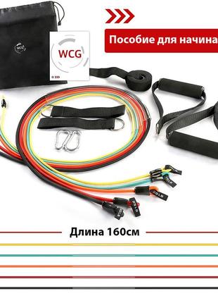 Набор эспандеров wcg t15 для фитнеса. 5  жгутов + чехол2 фото