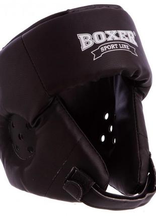 Шлем боксерский boxer l кожвинил черный