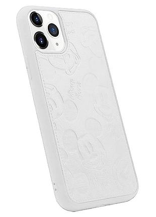 Чехол накладка xcase для iphone 12 / 12 pro mickey mouse leather white