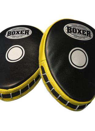 Лапы боксерские boxer кожа желтые