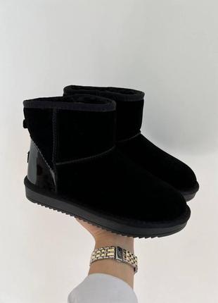 Ugg classic mini black metallic3 фото