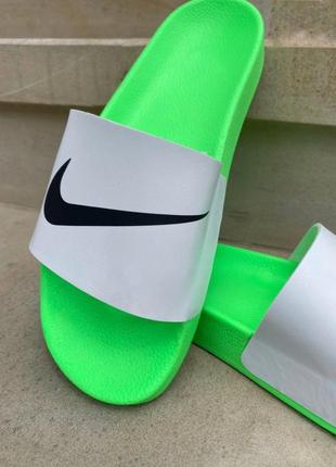 Шлепанцы женские  nike slides white green5 фото