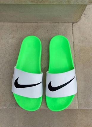 Шлепанцы женские  nike slides white green2 фото