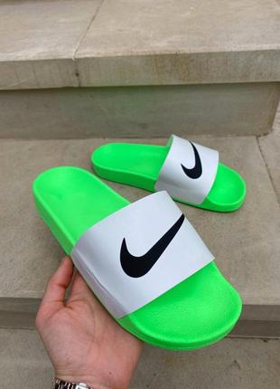 Шлепанцы женские  nike slides white green7 фото