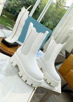 Женские ботинки prada boots white прада сапоги1 фото