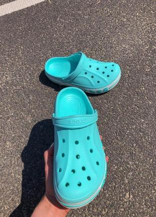 Шлепанцы женские  crocs turquoise logo blue