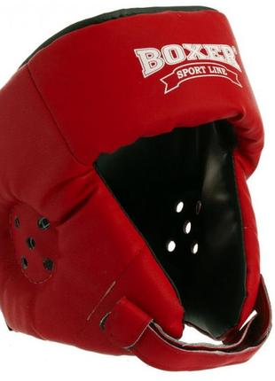 Шолом боксерський boxer l шкірвініл червоний1 фото