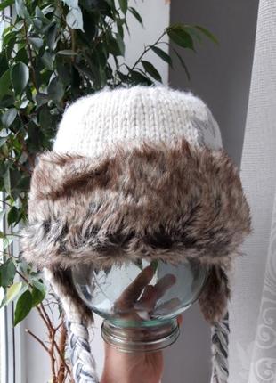 Зимняя шапка ушанка женская 58 см обхват4 фото