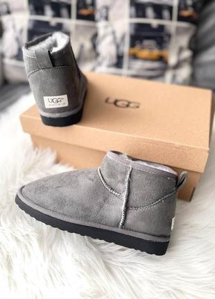 Жіночі черевики ugg ultra mini vegan grey чоботи, уги зимові8 фото