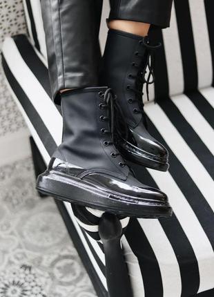 Женские кроссовки   alexander mcqueen boots black premium александр маквин1 фото