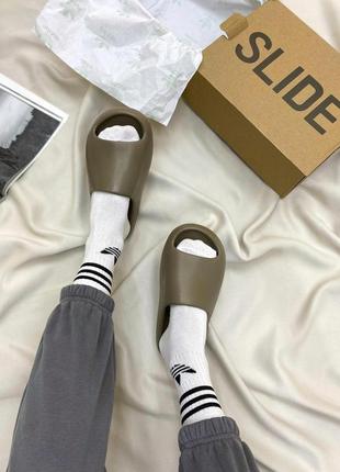 Мужские / женские шлепанцы   adidas yeezy slide lite grey  адидас изи слайды6 фото