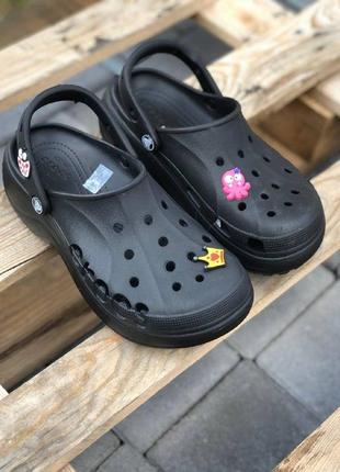 Кроксы на платформе crocs bayaband platform black черные женские кроксы2 фото