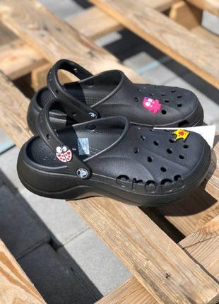 Кроксы на платформе crocs bayaband platform black черные женские кроксы