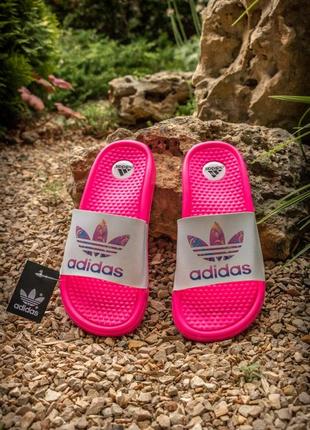 Шлепанцы женские  adidas neon pink2 фото