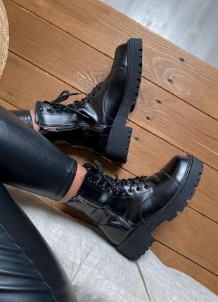 Женские ботинки balenciaga boots tractor black fur (мех) 2 баленсиага трактор10 фото