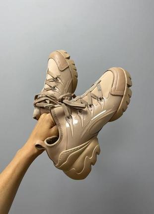 Женские кроссовки  dior d-connect sneaker beige