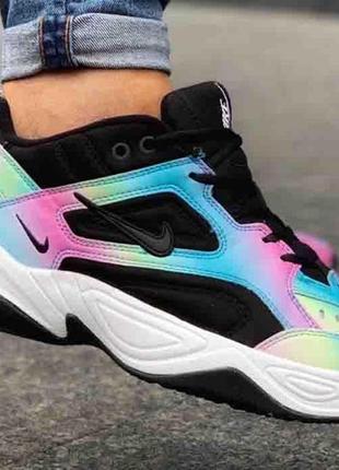 Женские кроссовки  nike m2k tekno black white reflective rainbow