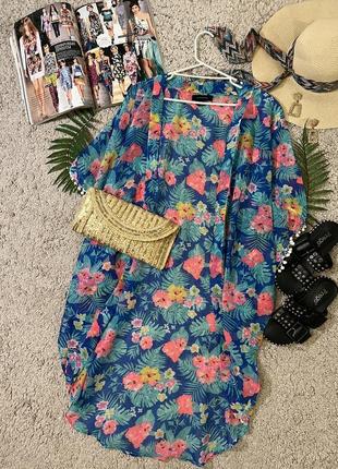 Летняя пляжная шифоновая накидка кимоно No1631 фото