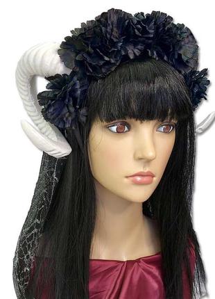 Прикраса на голову фата роги вінок для хеллоуїна + подарунок