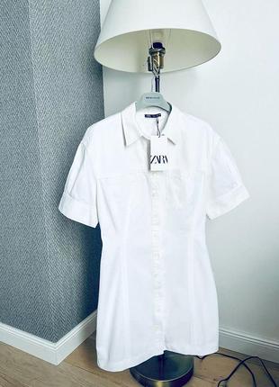 Новое стильное джинсовое платье рубашка zara из хлопка/льна