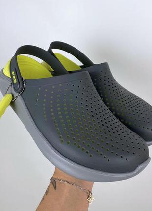 Crocs literide чоловічі крокси grey/light green original2 фото