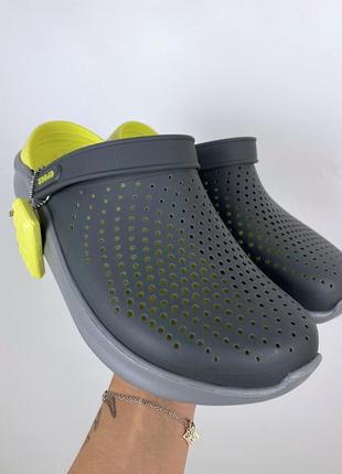 Crocs literide чоловічі крокси grey/light green original1 фото