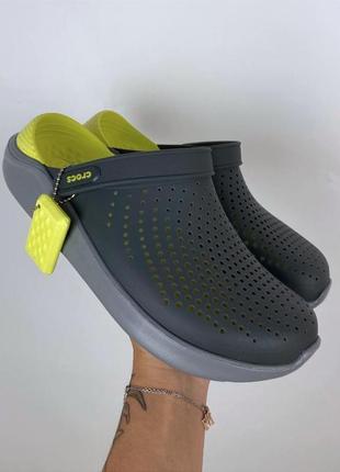 Crocs literide мужские кроксы grey/light green original3 фото