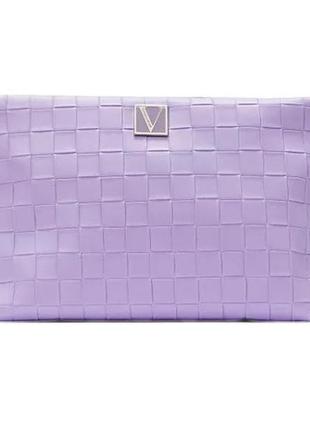 Косметичка шкіряна victoria's secret travel pouch lilac woven лаванда