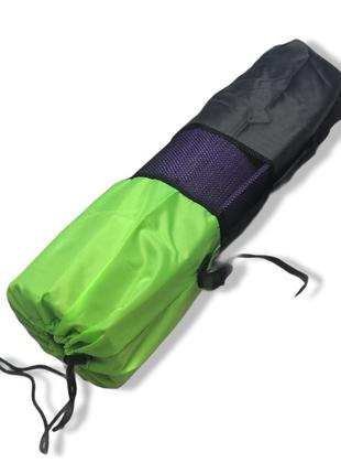 Чехол для коврика (каремата) с сеткой черно-зеленый yoga 67х18 см