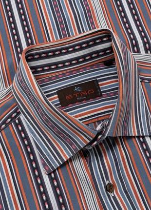 Etro milano striped long sleeve button up casual shirt чоловіча сорочка