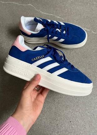 Жіночі кросівки adidas gazelle platform blue1 фото