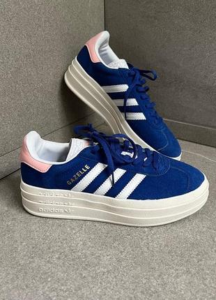 Жіночі кросівки adidas gazelle platform blue2 фото