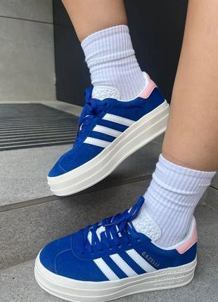 Жіночі кросівки adidas gazelle platform blue5 фото