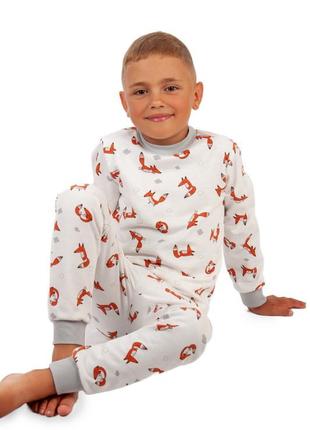 Теплая пижама с пандами, пижама с начесом, пижама на флисе для мальчиков, утепленная пижама на байке2 фото