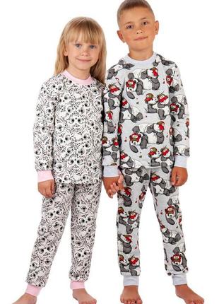 Теплая пижама с лисичками, пижама собачки с начесом, пижама на флисе для мальчиков, утепленная пижама на байке6 фото