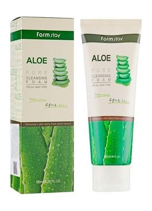 Пінка для вмивання farmstay  з екстрактом алое, 180 мл
пенка для умывания фармстей с экстрактом алоэ 180 мл фарм стей/ farm stay