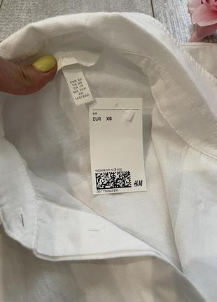 Біла бавовняна сорочка без рукавів оверсайз прямого крою з кишенями на ґудзиках h&m  розмір xs, буде і на с-м3 фото