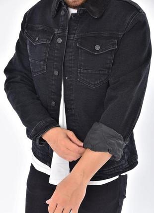 Куртка джинсова чоловіча на хутрі john lucca чоловіча m-xxl арт.497, колір темно-сірий, міжнародний розмір m,