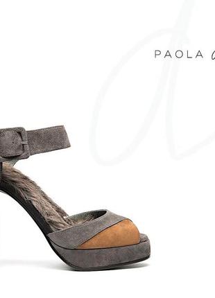 Роскошные замшевые туфли-босоножки с мехом paola d'arcano, италия2 фото